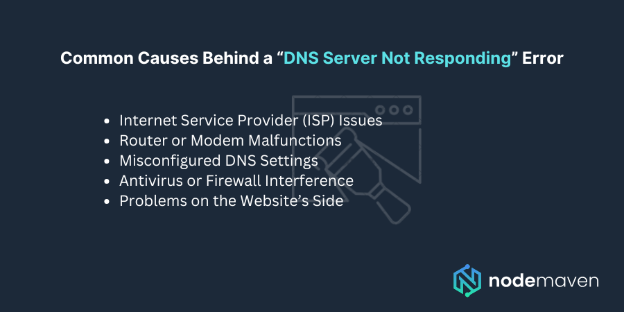 Common Causes Behind a “DNS Server Not Responding” Error
