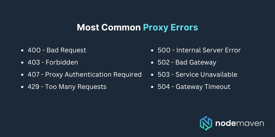 most common proxy error list